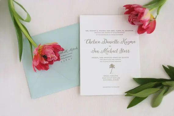  CA0884 Customized Letterpress Calligraphy Cutton Paper Wedding Invitations - 32855393678