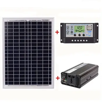 

18V20W Solar Panel +12V / 24V Controller + 1500W Inverter Ac220V Kit, Suitable For Outdoor And Home Ac220V Solar Energy-Saving