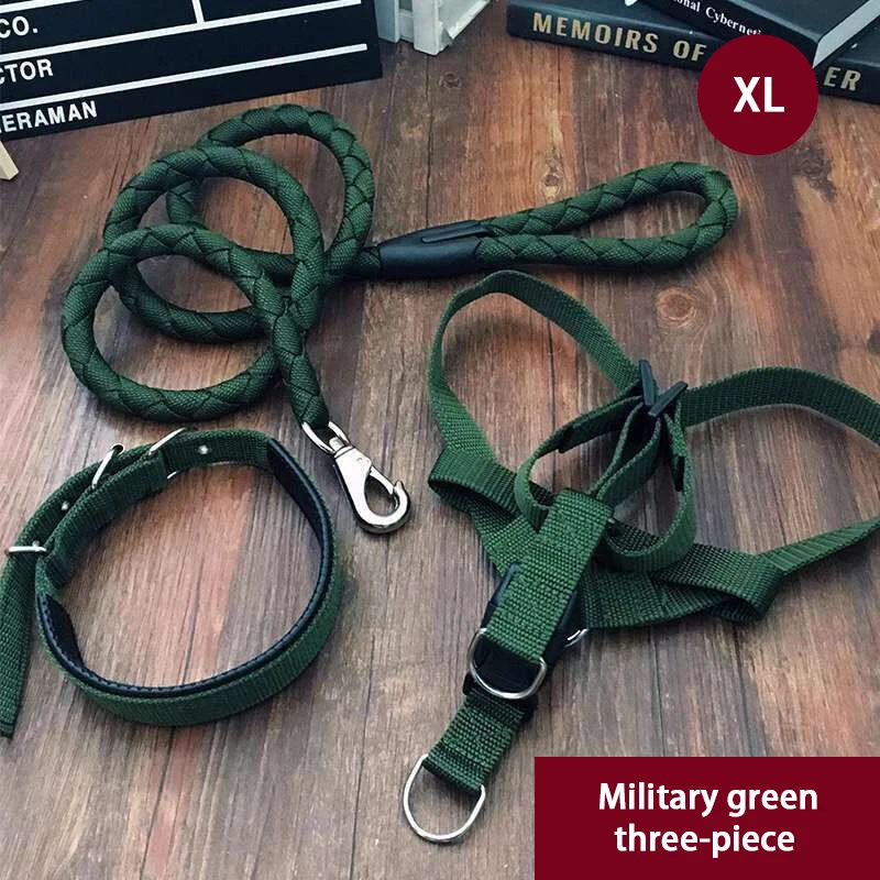 

1 Set Super Strong Coarse Nylon Dog Leash Canvas Double Row Adjustable Collar Pets Products Best Price