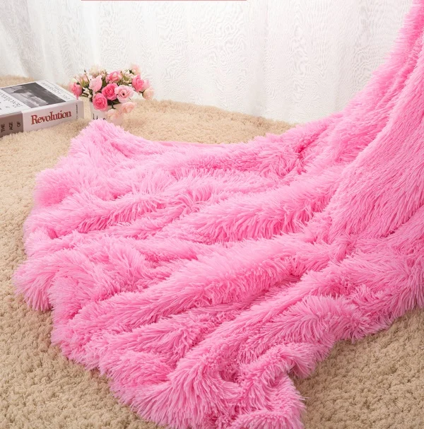 

Top Quality Fluffy Plush Fleece Blankets for Beds Soft Throw Blanket Air Conditioning Manta Pink Grey Plaids Bedspreads Cobertor
