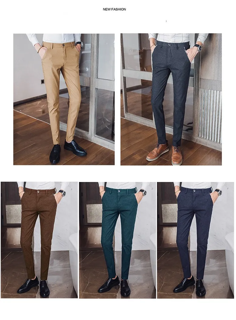 2018 Новое поступление Для мужчин Повседневное Штаны Англия Стиль Slim Fit Брюки мужские длинные прямые черные Хаки Зеленый плюс Размеры Для