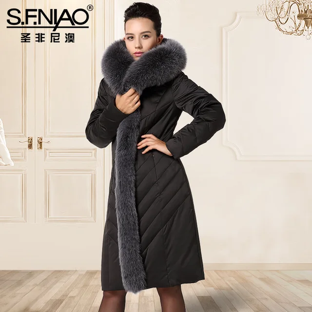 Cheap Winter Down Jacket In The Long Women Slim Slim Big Fur Coat Solid Tide Thickening Women Fur Parka Pink Winter Coats Women