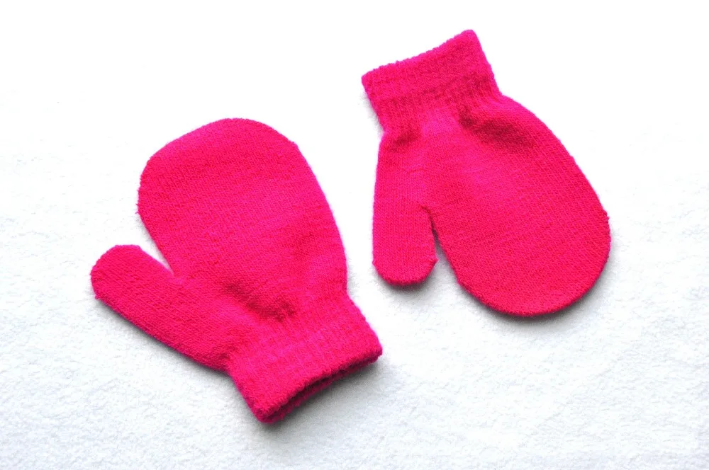 Детские зимние теплые перчатки, детские варежки с защитой от царапин, 6 цветов, вязаные однотонные перчатки для новорожденных, детские варежки для детей 1-4 лет