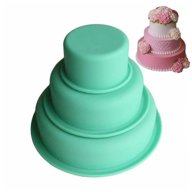 3 pcs Silicone Round Shape Pan Cake Mold Three Sizes Cake Pan Mold