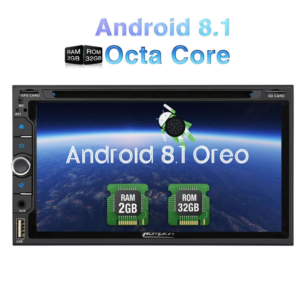 

Pumpkin 2 Din Android 8.1 Universal Car DVD Player GPS Navigation Qcta-Core Car Stereo Wifi 3G FM Rds Radio DAB+ OBD2 Headunit