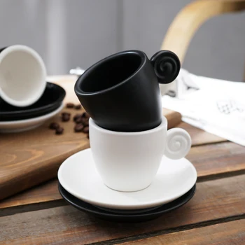 

Simple Style 90cc Frost Espresso C Tasse Black Tea Coffee Cup Saucer Set Bardak Taza Para Cafe Latte Copo Xicara Koffie Kopjes