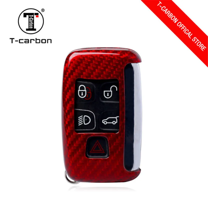 

Real Carbon Fiber Car Key Pack Cover Key Case Holder Shell Keychain Accessories For Land Rover Range Rover Evoque/Jaguar
