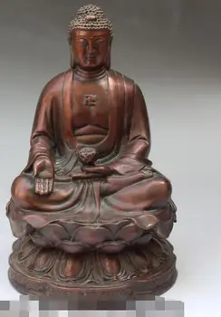 

Free shipping S00111 10"Tibet Buddhism Bronze Seat Lotus Tathagata Shakyamuni Sakyamuni Buddha Statue