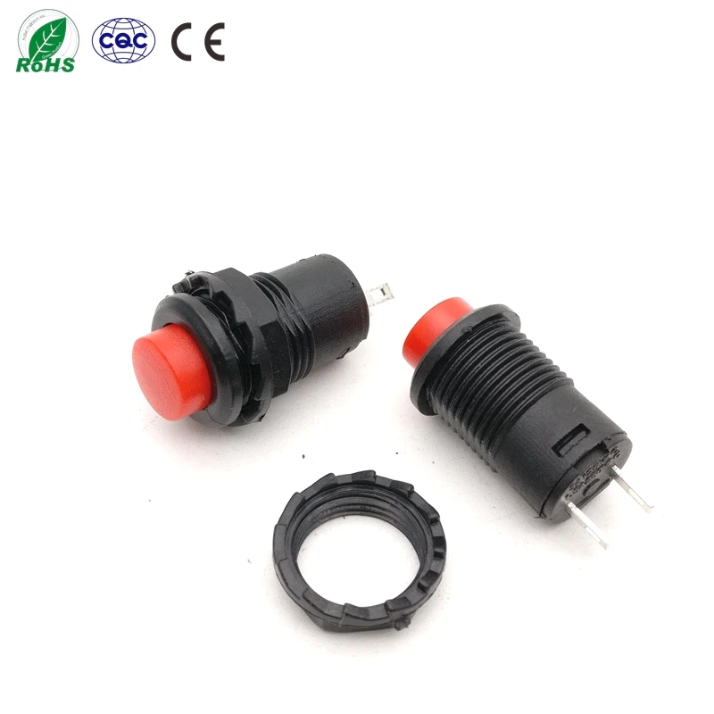 50Pcs Red Round 12mm Waterproof 2Pin SPST 1NO Momentary Push Button Switch