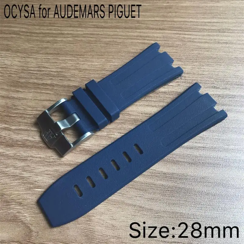 Luxury watch 28mm camouflage Rubber strap Silicone Waterproof Strap with stainless steel pin buckle fit