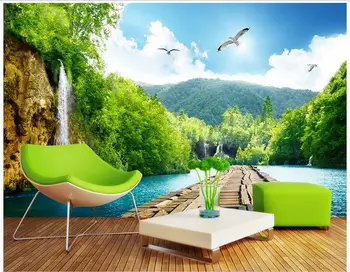 

3d wallpaper custom photo non-woven mural picture wall sticker Scenic waterfall bridge painting 3d wall room murals wallpaper
