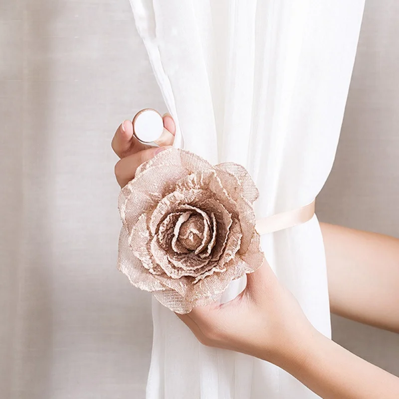 

1 Pcs Fashion European Free Installation Flower Design Curtain Magnet Buckles Curtain Decorative Accessories