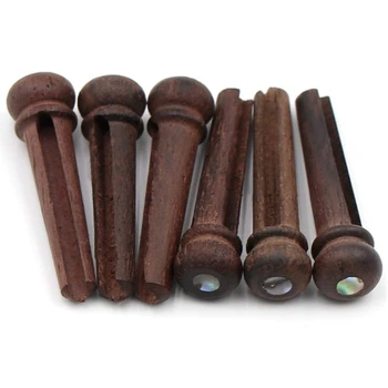 

6Pcs Wood Guitar Pins Rosewood Strings Pegs Slotted Endpin With Abalone Dot, Acoustic Guitar Bridge Parts Replacement & Access