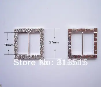 

(M0162-20mm bar) 20mm inner bar square rhinestone ribbon slider for wedding invitation card,27mmx27mm,silver plating