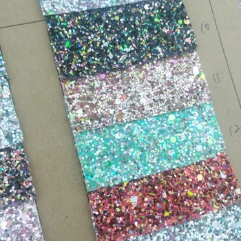 

NEW! high quality glitter pieces style synthetic leather fabric PVC faux leather textile fabric 10 color for bag decorative