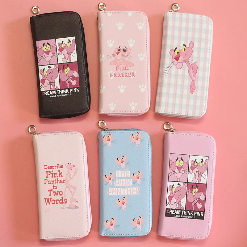 PINK PANTHER New Leather Long Women Wallet Female Zipper Organizer Wallets Girls Card Holder With Wristband JMH8562