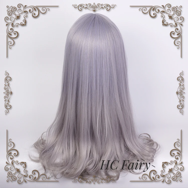 Лолита Сладкий парик смешанный фиолетовый серый девушка длинные кудрявые волнистые тела волна Косплей Кукла Принцесса синтетические волосы для взрослых женщин