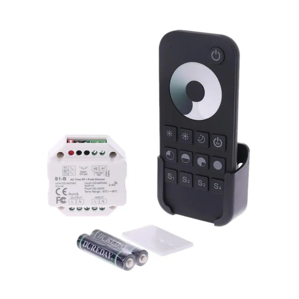 

AC Wireless RF Triac Dimmer & 2.4G Remote Controller Kit Dimmable Push Switch For LED Lamp