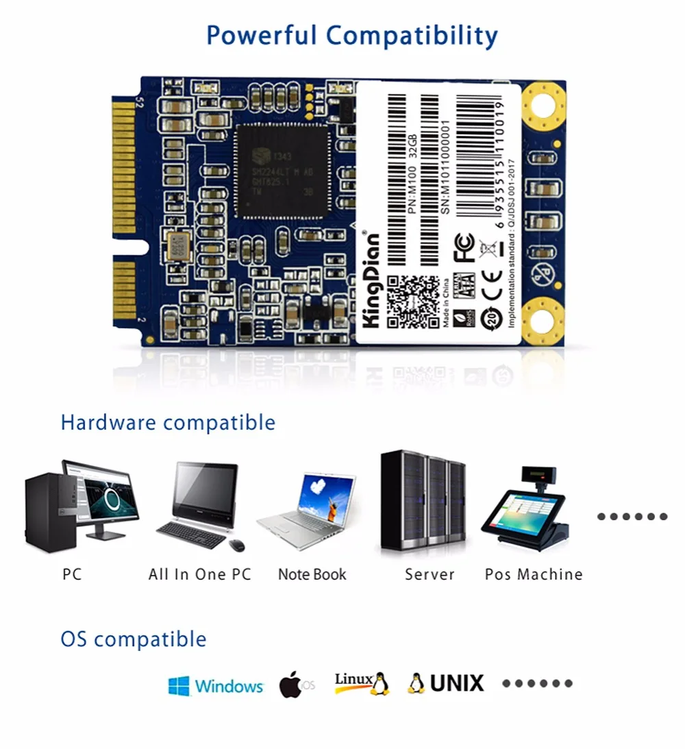 KingDian,, ультратонкий, Фабричный, внутренний SSD жесткий диск, твердотельный диск, мини SATA 32 SSD mSATA 32GB(M100-32G