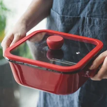 Японская стеклянная крышка горшок красная эмалированная кастрюля уши утолщенный фарфор эмалированный Сычуань еда горячий суп горшок oden тушеный Горшок Подарок