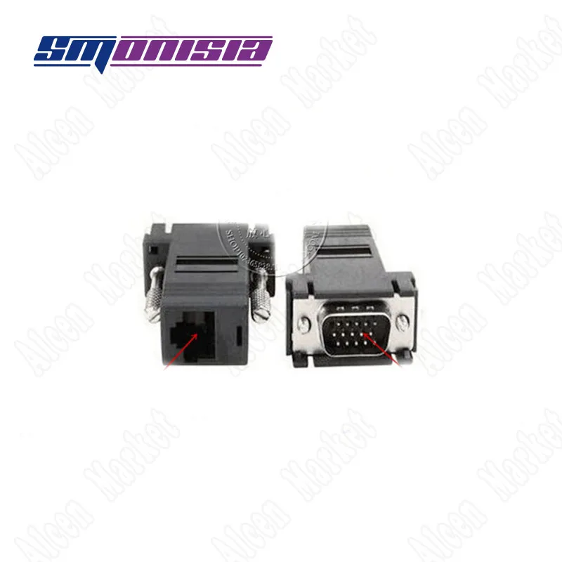 

10pcs VGA Male To RG45 Plug Electronic Plug Adapter Cable Transfer Converter