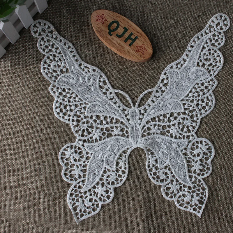 

1PC Embroidered Floral Lace Neckline Neck Collar Trim Clothes Sewing Applique Butterfly style Embroidery edge