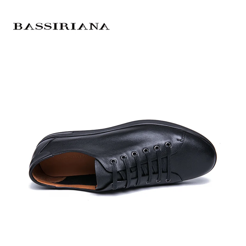 BASSIRIANA/Новинка г. мужская повседневная обувь из натуральной кожи на шнуровке, удобная обувь с круглым носком, весна-осень, размеры 39-45, ручная работа, мягкая подошва