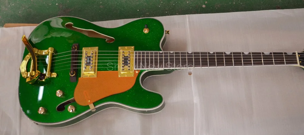 Shelly new store factory custom gold bigspy tremolo metallic sparkle TL hollow body electric guitars musical instruments shop