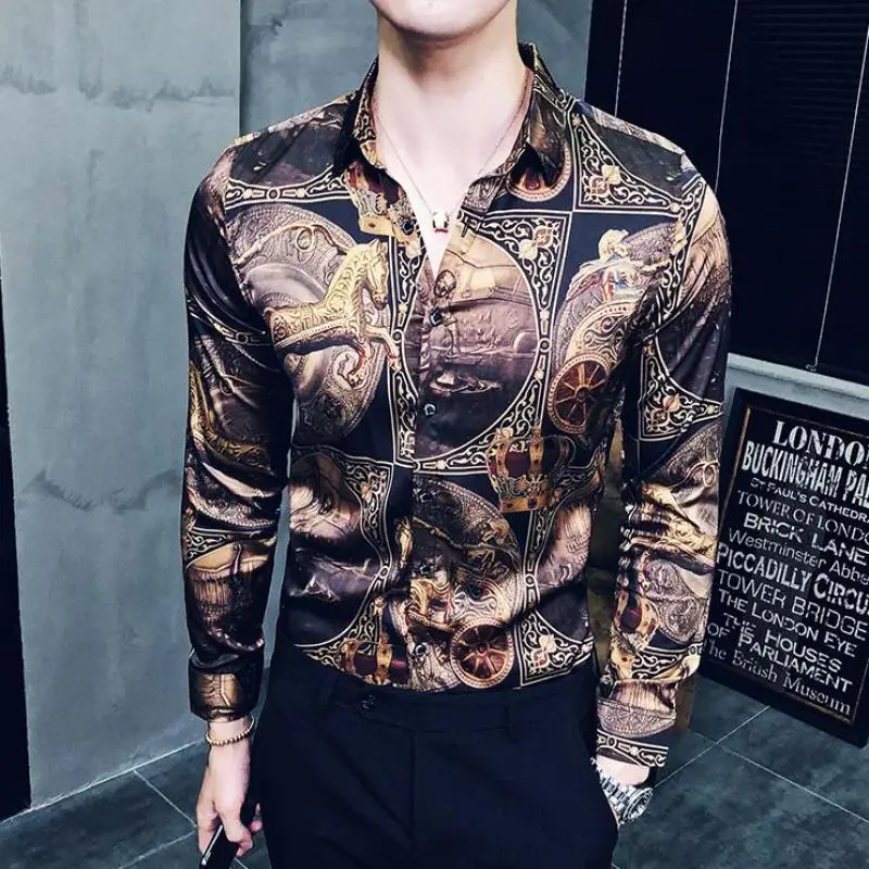 جديد أزياء العلامة التجارية الرجال قميص الفاخرة الذهب قميص مطبوع سليم صالح الذكور Camisa Xadrez الغمد الاتجاه فستان بكم طويل قمصان الرجال جديد أزياء العلامة التجارية الرجال قميص الفاخرة الذهب قميص مطبوع سليم صالح الذكور Camisa Xadrez الغمد الاتجاه فستان بكم طويل قمصان الرجال