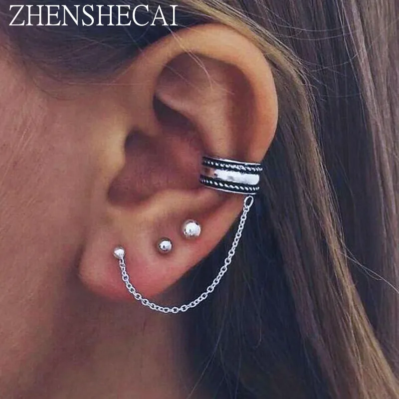 

Simple new Ear Cuff Small Earrings for Women long tassel Ear Clip Female Clip Earrings Without Piercing Oorbellen jewelry ez7