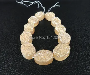 

Champagne Titianium Drusy Ag ate Flat Oval Cabochon Bead,Wholesale Druzy Quartz Ag ate Pendant Beads,Fashion Stone Beads Jewelry
