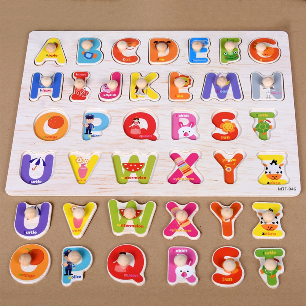 30 см деревянные детские руки захватывающие головоломки игрушка алфавит, цифры обучения Образование Деревянные головоломки Дети подарок раннего образования игрушки - Цвет: A3