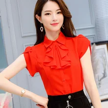 Plus Size 2018 New Female Work Wear Solid Pink/red Office Shirts Blouses for Women Summer Tops Sleeve Casual Chiffon Blouse Plus Size 2018 New Female Work Wear Solid Pink/red Office Shirts Blouses for Women Summer Tops Sleeve Casual Chiffon Blouse