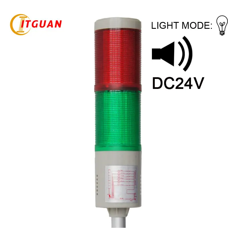 

LTA-205J-2 DC24V 2 Layers incandicent tower light red/green with sound 90dB U Bottom