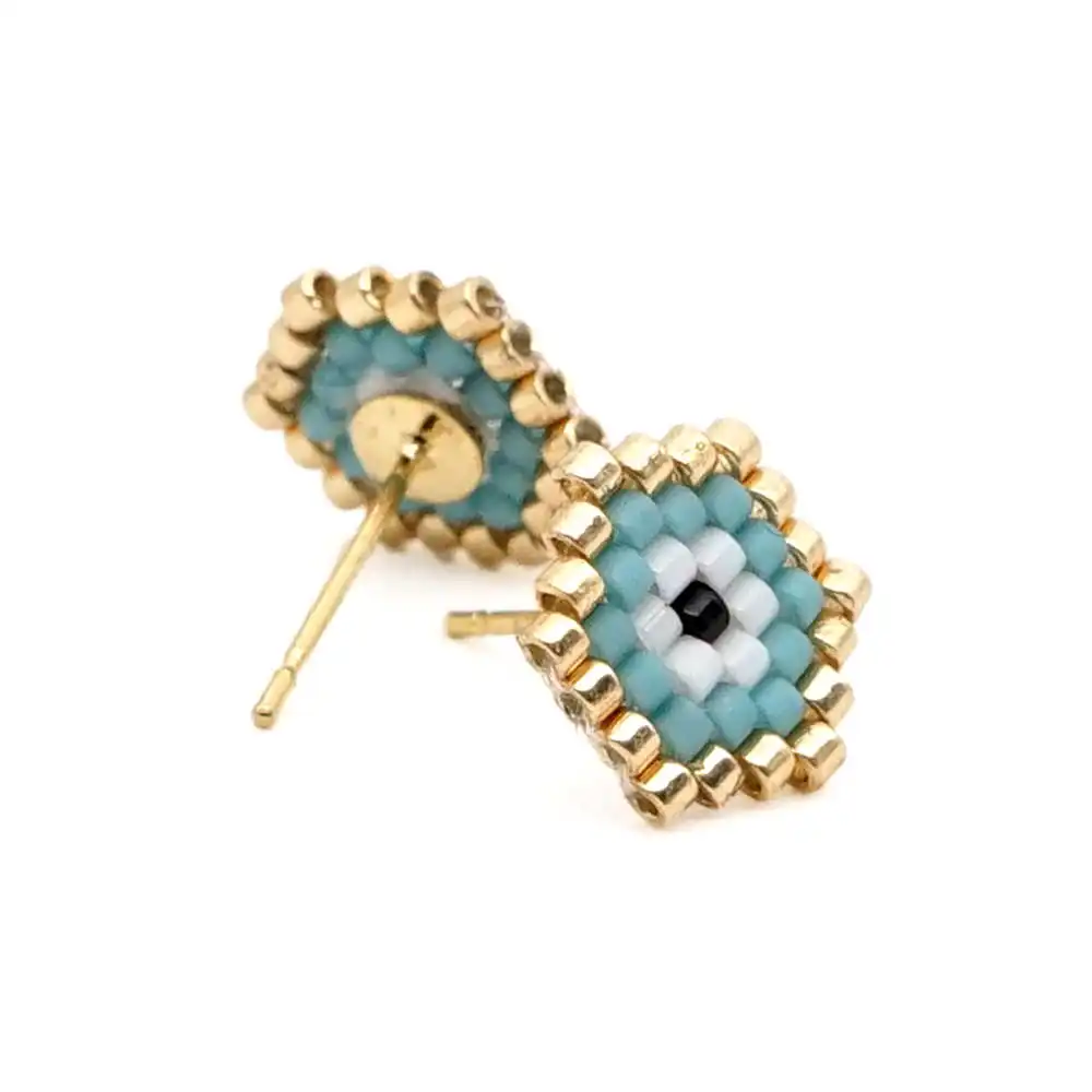 Женские серьги гвоздики Go2boho MIYUKI со сглаза массивные в богемном стиле ювелирные