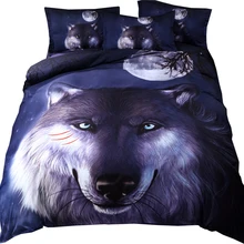 PAPA&MIMA 3D Wolf animals 3pcs bedding set polyester Duvet Cover+Pillowcases set AU Double king queen twin size dropshipping