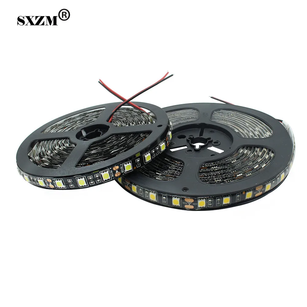 buy Waterproof DC12V smd 5050 Led strip light Not waterproof Black PCB 5M roll for indoor outdoor festival party Light