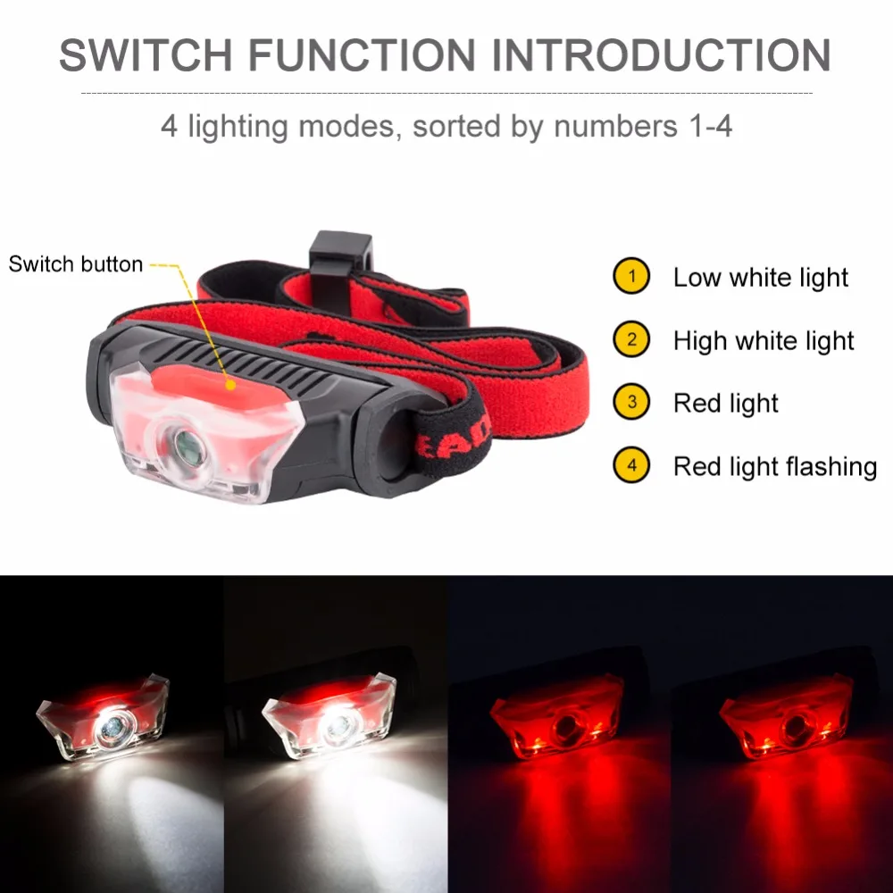 Цена XPE+ 2 светодиодный 3 светодиодный s мини налобный фонарь головной светильник 4 режима белый/красный светильник водонепроницаемый головной светильник фонарь Lanterna 1* AA