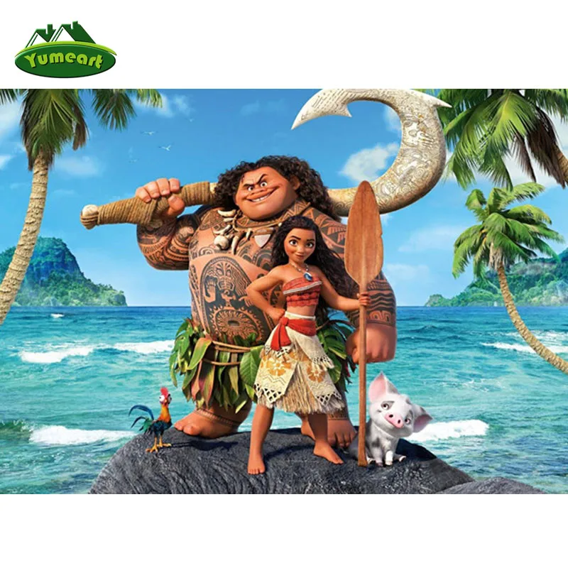 

YUMEART Needlework Diamond Painting Cartoon Cross Stitch Mosaic Kits Moana Painting Full Diamond Embroidery Besos Robados