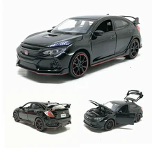 1:32 honda civic TYPE-R brinquedo do carro de metal brinquedo diecastas veículos de brinquedo modelo de carro som luz puxar para trás carro brinquedos para crianças presentes(China)