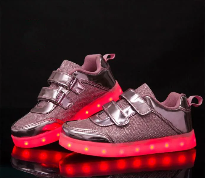 

luminous sneakers usb charging basket led kid shoes with lights up shoes for girls&boys LED running slippers glowing sneakers