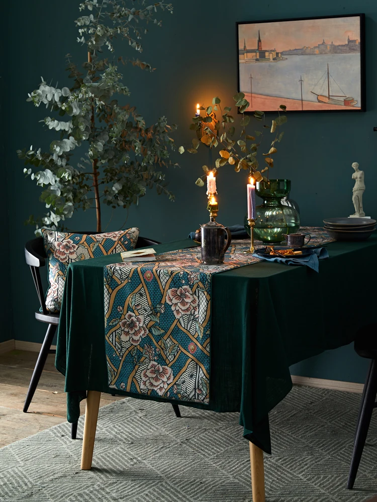

summer blue linen table runner