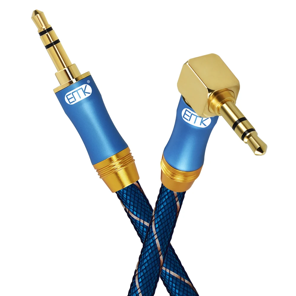EMK 3.5mm Jack Audio Cable 3.5 Male to Male Cable Audio 90 Degree Right Angle AUX Cable for Car Headphone MP3/4 Aux