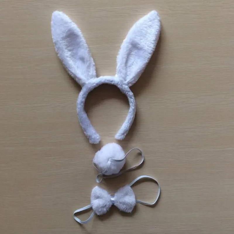 Плюшевые Пушистые заячьи кроличьи уши повязка на голову бант хвост ...