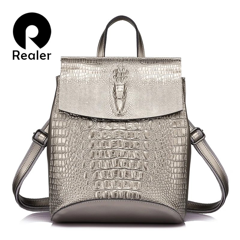 

Women backpack split leather backpacks for girls teenagers school bag ladies shoulder bag crocodile prints large backpack