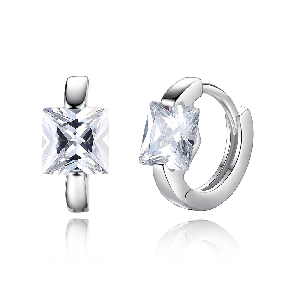 

Sweet Temperament Square Clip Type Earrings Female CZ Jewelry Gifts for Women Clip Earrings