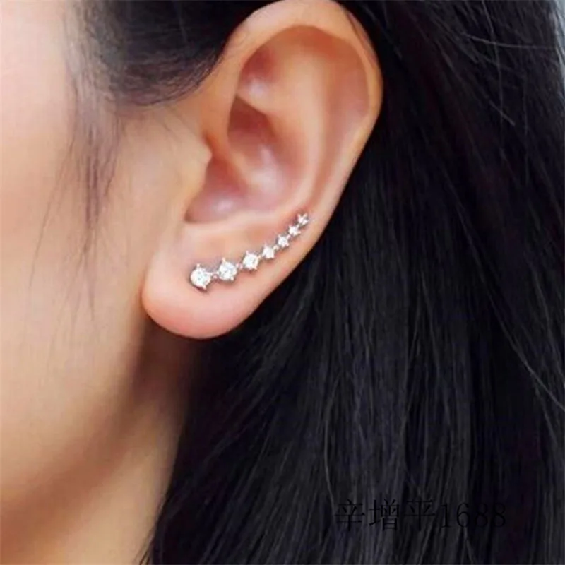 

Wholesale Rainbery Bar Shape Crystal Ear Climbers Gold And Silver Fashion Earring For Women Rose Gold Stud Earrings Jewelry E579