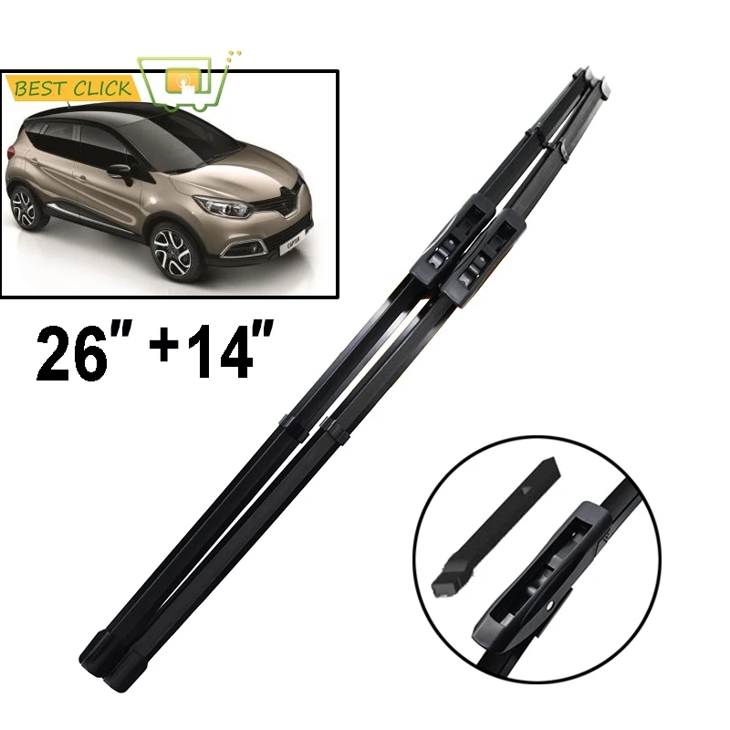 

Misima Windshield Windscreen Wiper Blades For Renault Captur Kaptur 2012 2013 2014 2015 2016 Front Window Wiper 26" 14"