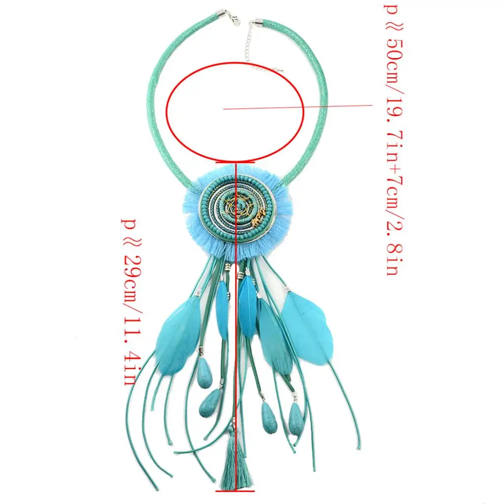 Vintage Statement Dreamcatcher India Tribe Ethnic Tassels Feather Pendant Sweater Necklace Boho Jewelry