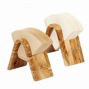 

Creative Hand Make Bamboo Wooden Coffee Filter Espresso Coffee Filters Dispenser Rack Shelf Storage Coffee Tool